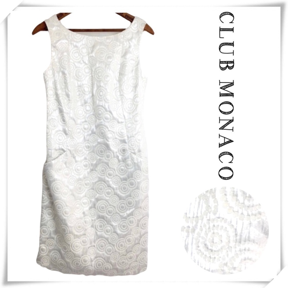 Club Monaco Joice Jacquard Dress Silver Pearl White Dress